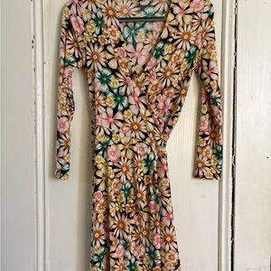 Banana Republic Multicolor Floral Long Sleeve Wrap Dress